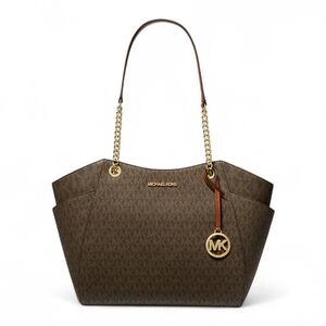 Michael Kors Brown Jet Set Logo Chain-Handle Tote